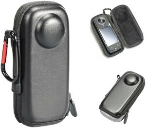 Insta360 X4用 PU製ポータブル収納ケース ファスナーセミーオープン カラビナ付き 持ち運び便利 防水加工 カバーアクセサリー