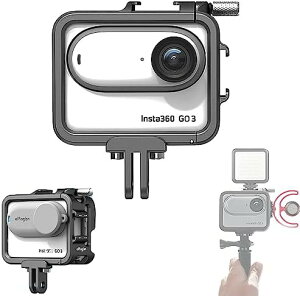 Insta360 Go3対応 金属製保護フレーム カメラケージ デュアルマウント 横縦対応 シリコンカバー付属 高耐久 軽量 多機能 アクションカメラ用 送料無料