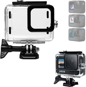 GoPro HERO9 HERO10 HERO11 HERO12対応 防水ケース 水中撮影用 ゴープロアクセサリー 45m防水 耐圧 プラスチック製
