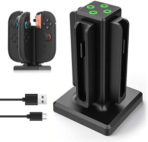 【2025新登場】 Nintendo Switch 2 Joy-Con 充電スタンド 4-in-1 Type-Cケーブル付属 ブラック 高品質 安全対策 軽量 コントローラードック ゲーム機用