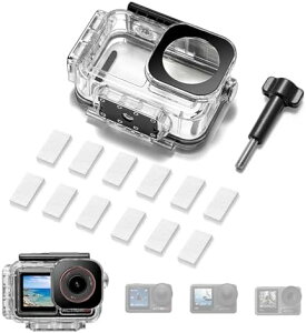 DJI Action 5 Pro/Action 4/Action 3対応 防水ケース 潜水ケース 60メートル防水 落下防止 傷防止 スポーツカメラアクセサリー 透明ガラス デザイン カメラ保護ケース 12枚防曇インサート付