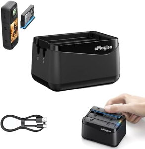 Insta360 X5用 バッテリー充電器 安全かつ高速充電 3つのバッテリーを充電 SDカード収納可能 マルチプロテクション 低バッテリー急速充電 入力5V/3A 出力4.48V/1A コンパクトでポータブル USB Type-C