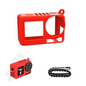 OSMO ACTION 5 Pro用シリコン保護ケース シリコンカバー+ストラップ付き 傷防止 落下防止 携帯に便利 長さ55.5cm ストラップ調整可能 アクセサリー ブラック