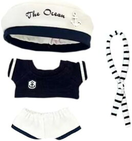 10cmぬいぐるみ着せ替えセット スカーフ ヘッドドレス Tシャツ パンツ セーラー服 白色 おもちゃ キッズ プレゼント