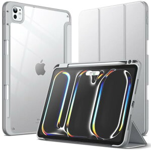 iPad Pro 11インチ M5/M4 2025/2024 用ケース Pencilホルダー付き スリムスタンド 衝撃吸収 タブレットカバー オートウェイクスリープ機能 ブラック