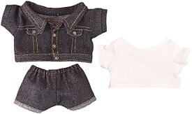 20cm綿人形用 ジーンズジャケット 白Tシャツ 着せ替え服 おしゃれ レディース風 プレゼント