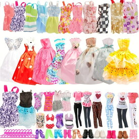 人形用服装セット 11.5インチ対応 結婚式ドレス3着 ショートスカート10着 水着2着 アクセサリー26点 バッグ2個 ハイヒール8足付き 多機能 収納便利 女の子向け おしゃれなファッションコレクション かわいいギフト 送料無料