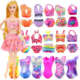 ドール用水着セット 29.21cm 30.0cm対応 ビキニ風トップス＆パンツ スカート付き アクセサリー付き 夏向け プレゼントに最適 5〜10セット 送料無料