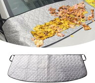 車用フロントガラスシェード 67インチ x 17.7インチ 落ち葉 防塵 UV 氷雪対策 オールシーズン対応 フック…