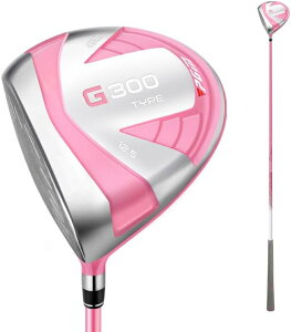 レディース左利きゴルフドライバー44インチ高反発鍛造チタンカーボンシャフトヘッドカバー付き