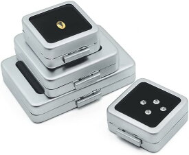 メタル製 ルースケース 窓付き 宝石入れ 箱 ボックス 天然石入れ ジュエリー入れ 2個セット ブラック