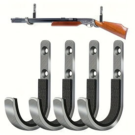 4個セット送料無料 壁掛け銃ラック 水平フック付 ライフル・ショットガン・アーチェリー弓対応 耐荷重4kg ステンレススチール製 収納 安全ロック コンパクト プレゼント ギフト