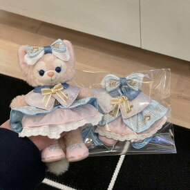 【送料無料】ディズニー 10〜18cm キャラクター Sサイズ ぬいぐるみ用 着せ替え服 コスチューム セット 水色 ストライプ柄 フリルブラウス ギンガムチェックスカート 大リボン付き おしゃれ かわいい 写真映え プレゼント ギフト パークデビュー