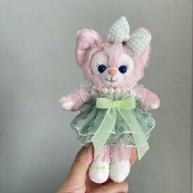 【送料無料】ディズニー 10〜18cm キャラクター Sサイズ ぬいぐるみ用 着せ替え服 コスチューム セット 水色 ストライプ柄 フリルブラウス ギンガムチェックスカート 大リボン付き おしゃれ かわいい 写真映え プレゼント ギフト パークデビュー