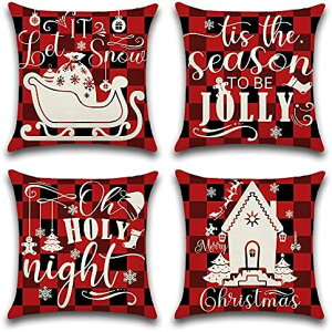 上質亜麻クッションカバー 北欧風 45×45cm クリスマス 装飾枕カバー 座布団カバー 4枚セット おしゃれ シンプル リビング用 部屋のインテリア