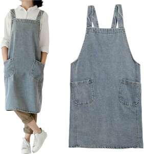 デニムエプロン メンズレディース 男女兼用 厚手 シンプル おしゃれ ガーデニング DIY 料理 カフェ アウトドア