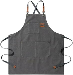 【送料無料】丈夫なコットン100% メンズレディース兼用 キャンプDIY作業用 エプロン 厚手生地 高耐久 耐水加工 大容量ポケット 洗濯可能 アウトドア通勤ビジネスシーン対応