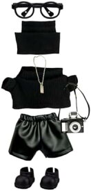 17cmぬいぐるみ用着せ替え服 可愛いドール服 おしゃれ ドールコスチューム キャラクターアクセサリー 着脱簡単 人形は含まれません 黒