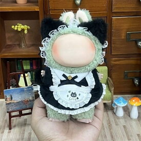 ラブブ用着せ替え衣装 ドレス エプロン 猫耳 猫しっぽ セット 17cm人形の服 かわいい メイド服 コスプレ コスチューム おしゃれ 子ども向け 送料無料