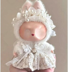 17cmラブブぬいぐるみ用 手作りデニムオーバーオールセット 帽子付き 着せ替え人形服 ラブブ服 コスチューム アクセサリー 多種類コーデ キャラクター用 通勤・旅行にも対応