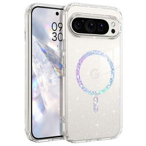 Google Pixel 9a 6.3インチ専用 クリアケース ラメ グリッター 耐衝撃 マグセーフ対応 ワイヤレス充電 完全対応 米軍MIL規格 黄ばみ防止 おしゃれ シンプル