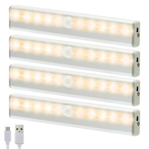 人感センサーライト USB充電式 10LED マグネットタイプ 昼白色 2個セット