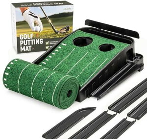 ゴルフパターマット 自動返球機能付き 室内屋外対応 静音 ゴルフ練習器具 パター練習マット 大容量 スポーツ用品 オールシーズン 送料無料