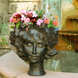 女神の顔のプランター 鉢 マリッサの冠 14090（穴有）