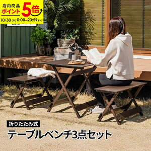 【ポイント5倍★10/30 0:00〜23:59】ガーデン テーブル セット 折り畳み アルミ ベンチ チェア セット ガーデンセット 折りたたみ ピクニック 軽量 屋外 庭 ガーデン ベランダ アウトドア テーブ