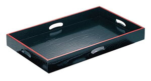 木製 四方手かけ付 脇取盆 黒天朱 11-312-15 業務用 0719800