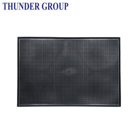 Thunder Group バーマット 45.4×30.7cm グラス用マット 水切り 滑りにくい PVC製 ブラック PLSVM1218BL