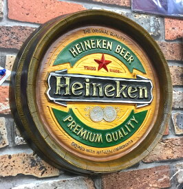 アメリカン雑貨 樽底壁掛け看板 Heineken ハイネケン 看板 ポスター パブ バーグッズ ガレージ 店舗 ディスプレイ-HS0633