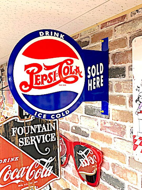 楽天市場 アメリカン雑貨 Pepsi Cola ペプシコーラ メタルサイン Sold Here 店舗 ガレージ ディスプレイ 看板 アメリカン雑貨インテリア 1985