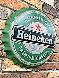 アメリカン雑貨 ボトルキャップサイン Heineken BEER ハイネケン ビール 王冠 エンボス 看板 パブ バー グッズ 店舗 ガレージ ディスプレイ