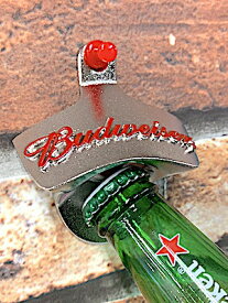アメリカン雑貨 Budweiser ボトルオープナー 栓抜き バドワイザー 立体ロゴ 壁掛け パブ バー グッズ 店舗 ガレージ キッチン