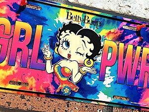 �x�e�B����� �O�b�Y �A�����J���G�� Betty Boop ���C�Z���X�v���[�g �i���o�[�v���[�g �A���~�j�E�� �T�C�� LICENSE PLATE GRL PWR �Ŕ� �f�B�X�v���C