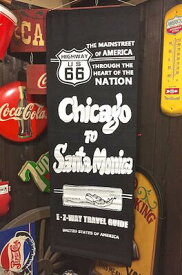 アメリカン雑貨 ROUTE66 グッズ ナイロンフラッグ CHICAGO TO SANTA MONICA BLACK ポスター 看板 タペストリー 旗-AT0104