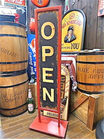 アメリカン雑貨 OPEN CLOSE アイアンスタンド 玄関 店鋪 レトロ アンティーク 看板-AK0060