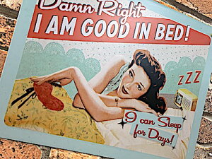 �yTIME SALE�z�A�����J���G�� �A���e�B�[�N�v���[�g I AM GOOD IN BED �Ŕ� ���^���T�C�� �|�X�^�[ �Ǐ��� �X�� �K���[�W �f�B�X�v���C
