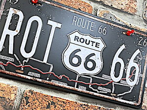 ROUTE66 �O�b�Y �A�����J���G�� �i���o�[�v���[�g ���C�Z���X�v���[�g ���[�g66 Sign Map �A���e�B�[�N���^���G���{�X�v���[�g �Ŕ� �X�� �K���[�W �f�B�X�v���C ��