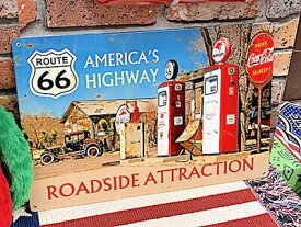 ROUTE66 コカコーラ グッズ アメリカン雑貨 スティールサイン ルート66 Coca Cola AMERICA'S HIGHWAYパブ バーグッズ 店舗 ガレージ ディスプレイ Made in USA