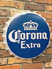 アメリカン雑貨 ボトルキャップサイン Corona Extra コロナ ビール 王冠 看板 パブ バー グッズ 店舗 ガレージ ディスプレイ