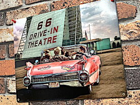 ROUTE66 グッズ アメリカン雑貨 スティールサイン ルート66 RIVE IN THEATRE パブ バーグッズ 店舗 ガレージ ディスプレイ Made in USA
