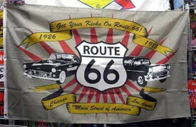 ルート66 アメリカン雑貨 ROUTE66 グッズ フラッグ 旗 ルート66 CAR タペストリー ポスター-LC0055