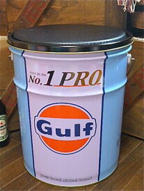 アメリカン雑貨 Gulf オイル缶 スツール A イス 収納 店舗 ガレージ ディスプレイ