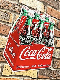 コカコーラ グッズ アメリカン雑貨 ダイカットエンボスメタルサイン Coca Cola Coke 6Pack 看板 パブ バー グッズ 店舗 ガレージ ディスプレイ