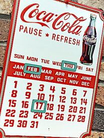 コカコーラ グッズ アメリカン雑貨 カレンダー エンボスメタルサイン COCA COLA CALENDAR 看板 パブ バー グッズ 店舗 ガレージ ディスプレイ