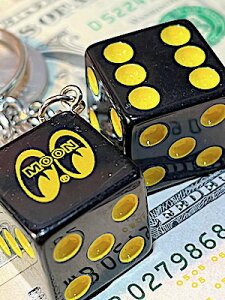 [ACY ObY AJG MOONEYES Twin Dice Keyring BLACK L[z_[ _CX TCR L[O