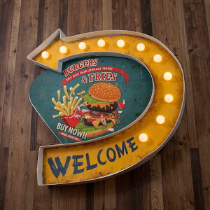 AJG Cg Ɩ American Classic LED Sign AJNVbN BURGERS & FRIES no[K[ ԐڏƖ puObY o[ObY Ǌ| X K[W fBXvC