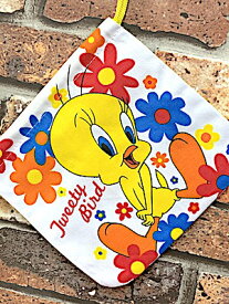 アメリカン雑貨 コットン巾着 S LOONEY TUNES TWEETY ルーニーチューンズ トゥイーティー バッグ コスメポーチ 小物入れ ファッション